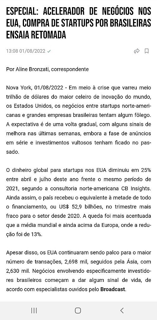 Especial: Acelerador de negcios nos EUA, compra de startups por brasileiras ensaia retomada